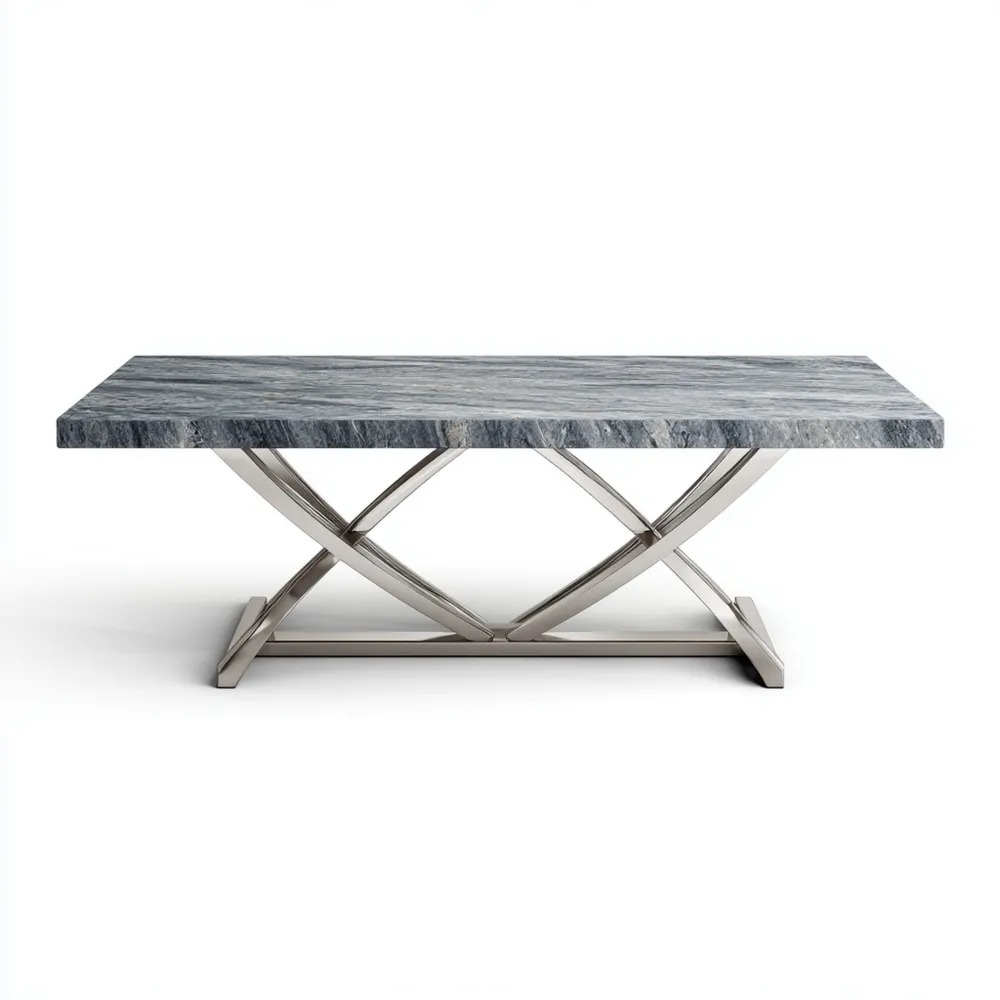 Esstisch mit Marmorplatte 180x90x75 cm - Grau - Industrielles Design