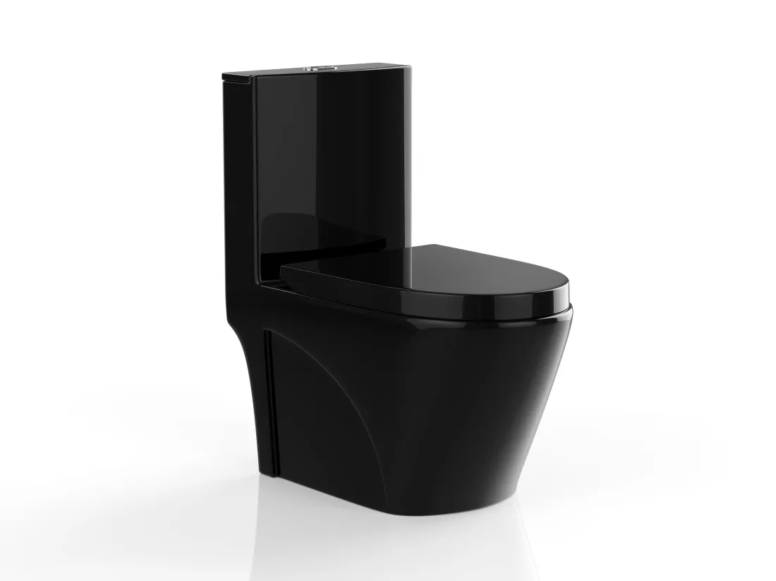 WC à poser noir brillant en céramique - Evacuation verticale - NAGILAM