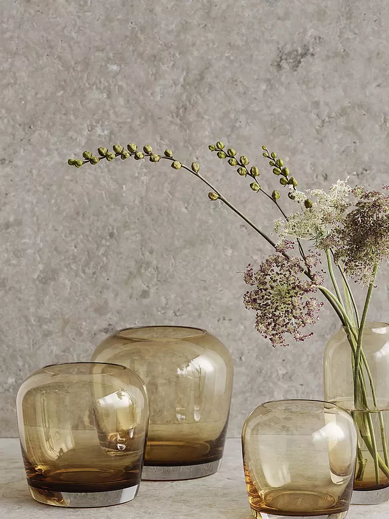 BLOMUS Glas Vase LETA Large 17cm Tan camel