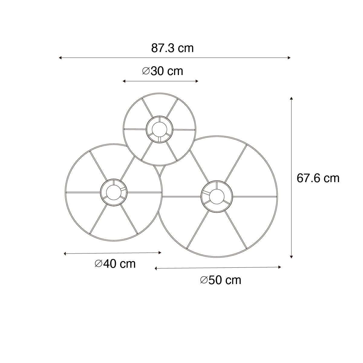 Design plafondlamp wit met stof 3-lichts - Jane