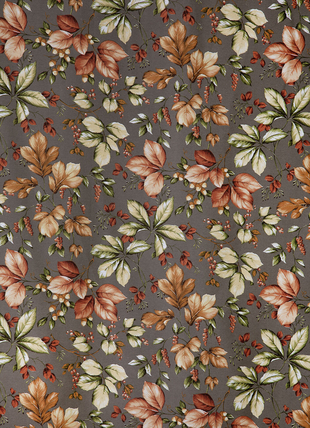 Übergardine mit Blättermotiven