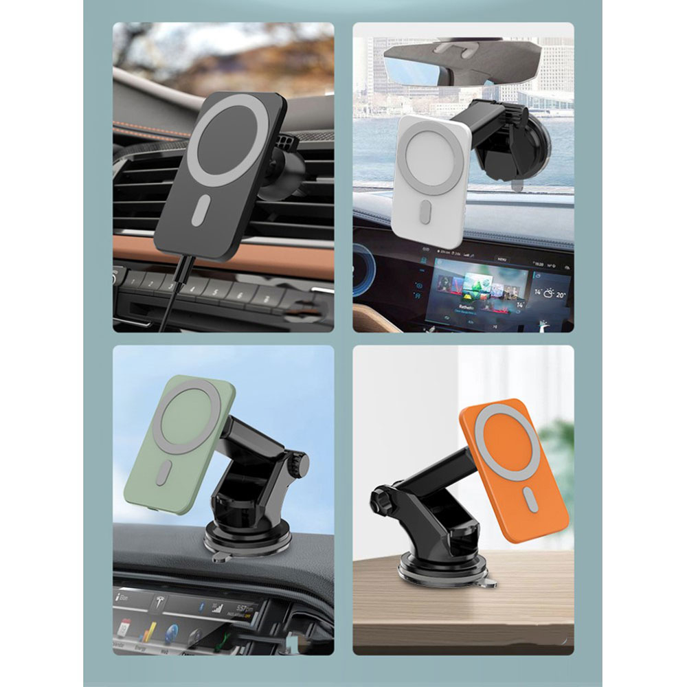(15W) 2in1 MagSafe Auto Ladegerät KFZ Halterung Magnetischer Qi Wireless Charger für Lüftungsgitter Air Frame - Schwarz