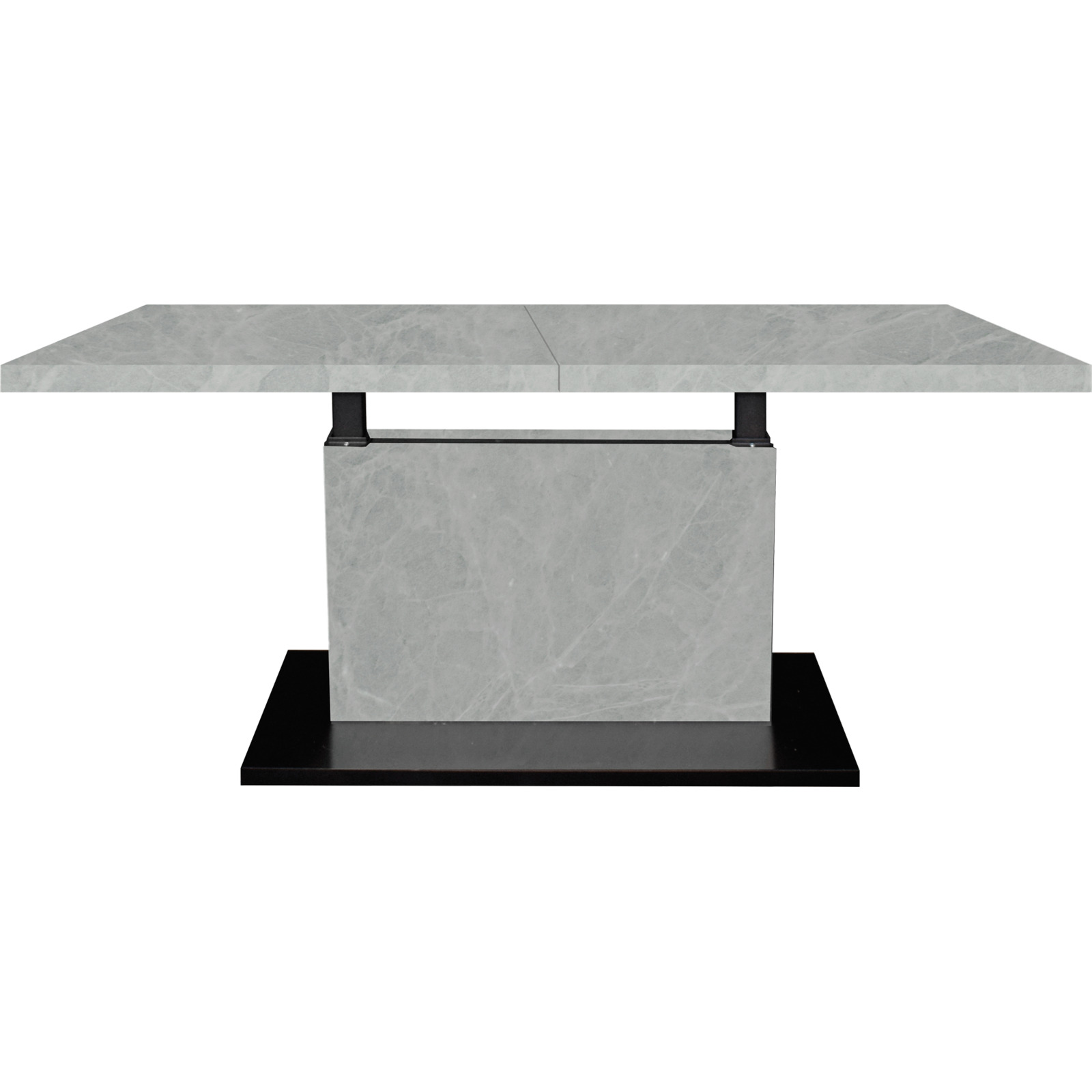 Salontisch Lift höhenverstellbar, Melamin Keramik-Optik Lichtgrau, 120-160 x 56-75 x 70 cm