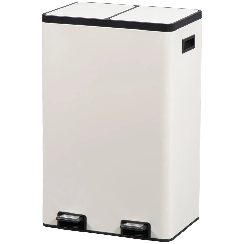 Pedaalemmer Duo beige metaal - 60L