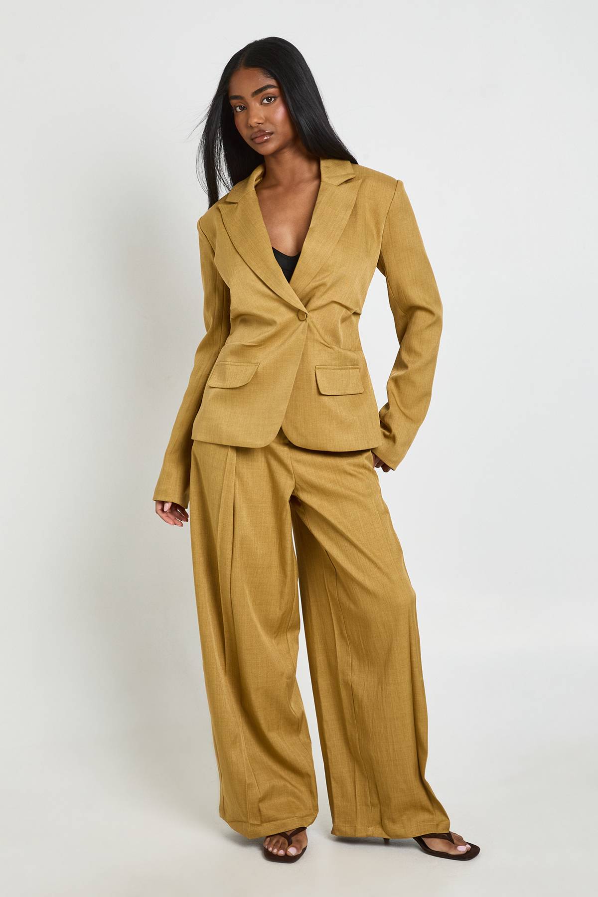 boohoo Blazer Taille Froncée Cintrée