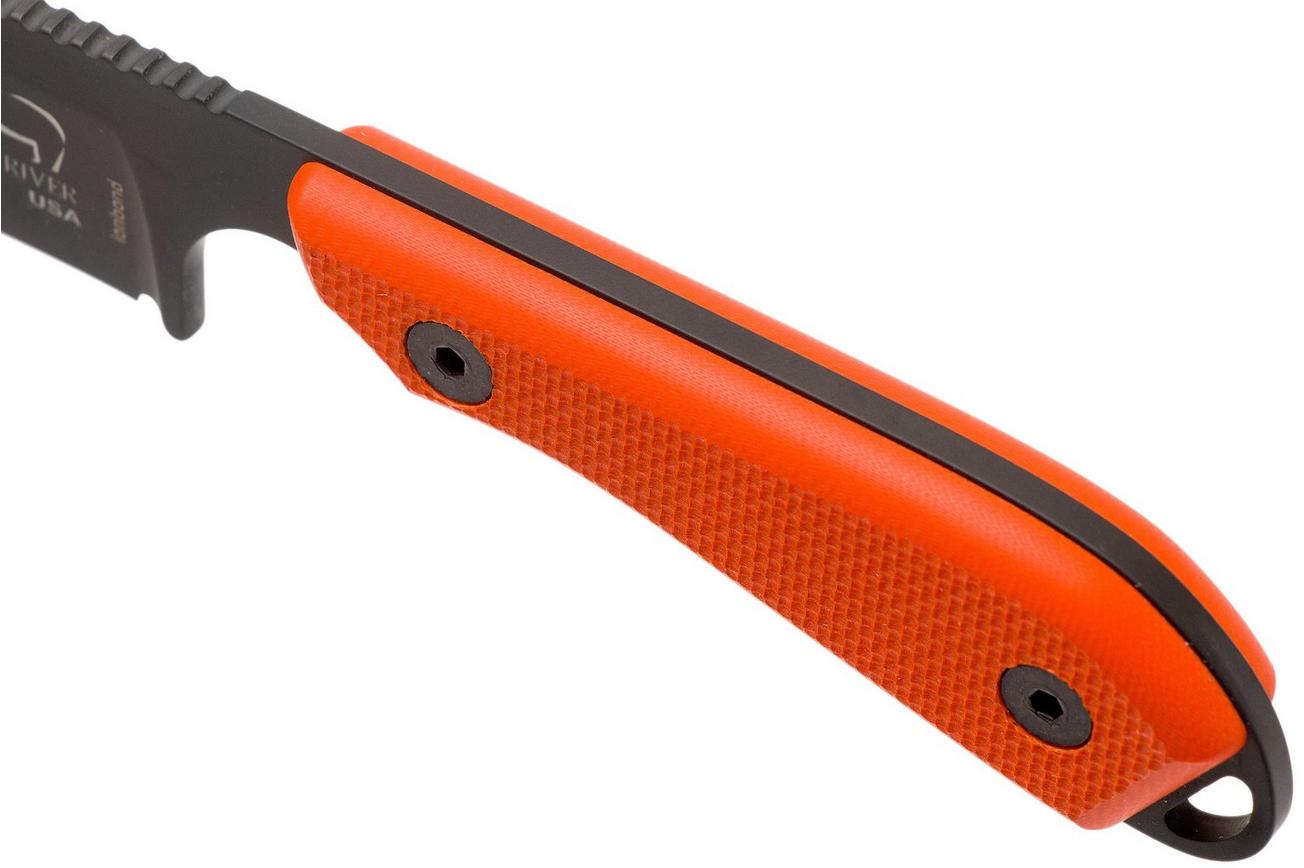 White River Knives M1 Backpacker Pro Orange G10, Black Ionbond vaststaand mes, Kydex schede