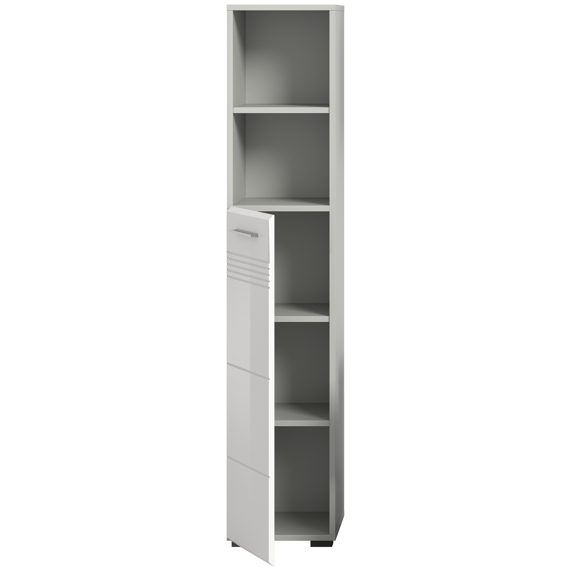 Hochschrank COPA - weiß Hochglanz - hellgrau - 150 cm