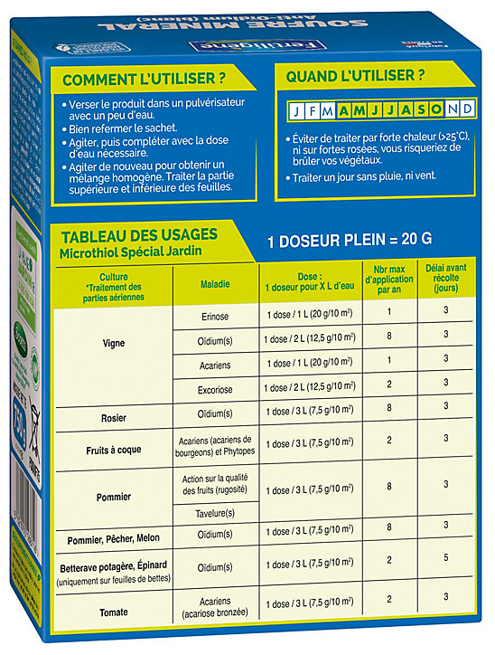Soufre minéral anti-oïdium Fertiligène concentré 750g