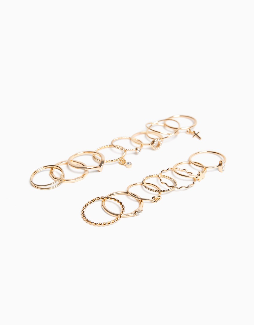 Conjunto de 15 anéis minimalistas