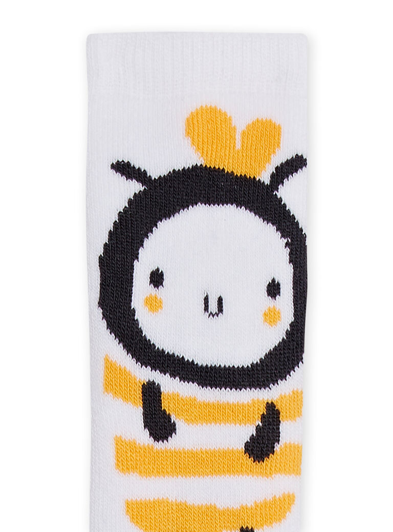 Chaussettes blanches motifs abeilles naissance garçon