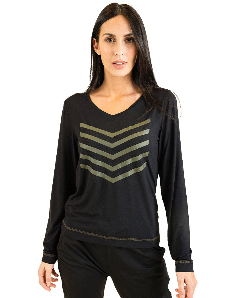 HBT BASICS ESSENTIELS | JUSTINE COTON MODAL TOP FEMME NOIR/KAKI