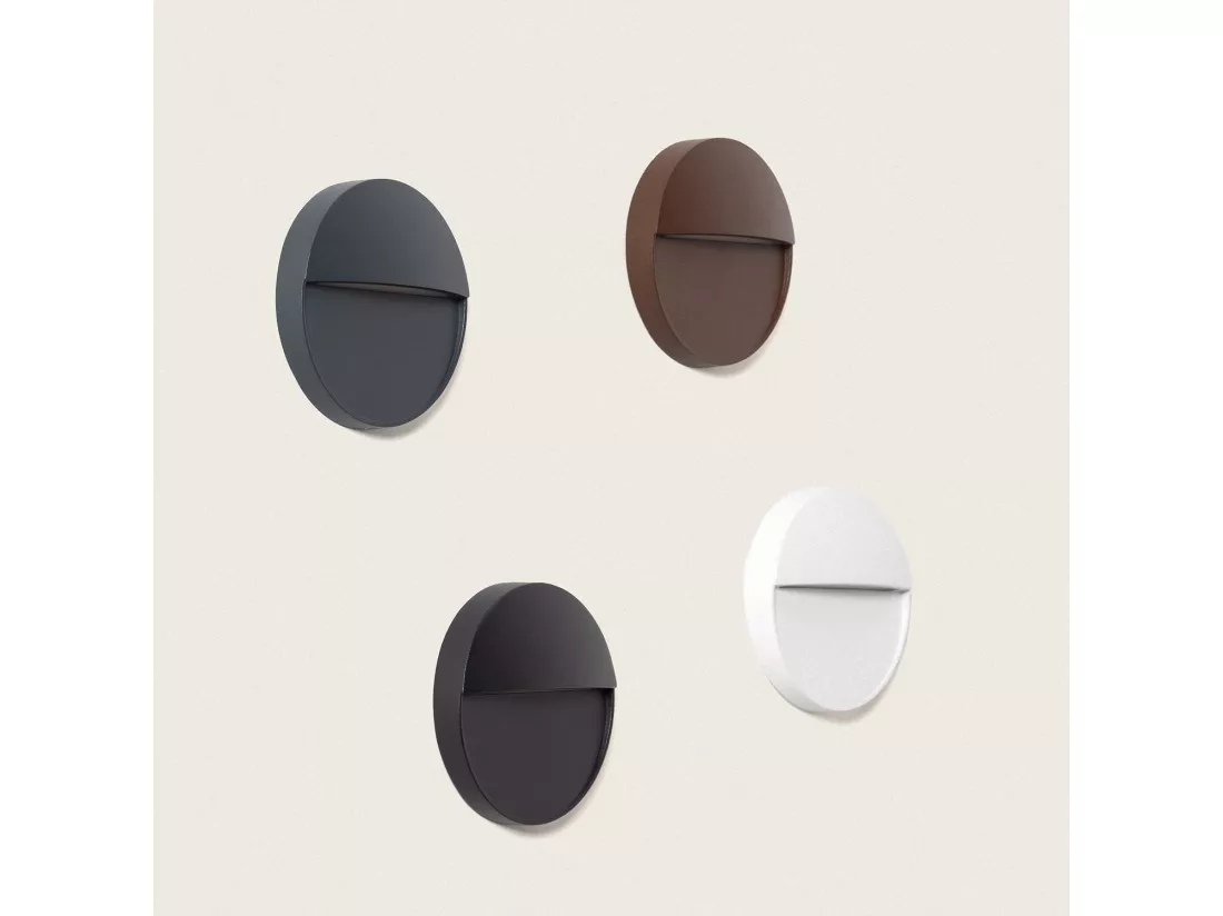 Applique Murale Extérieure LED 3W CCT Seleccionable en Saillie Ronde Jade Gris foncé