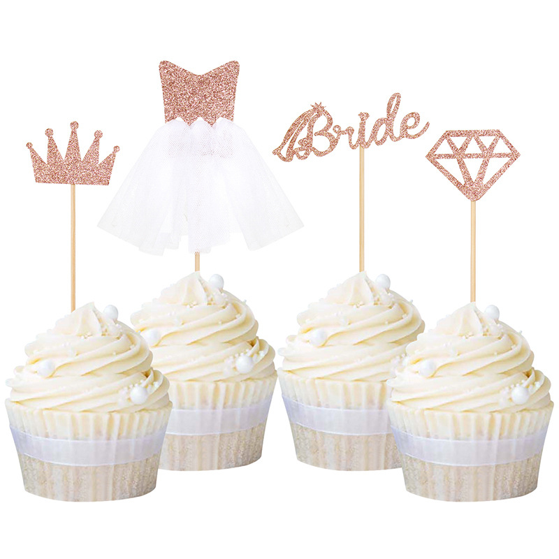 (4-tlg. Set) Kuchenstecker Bride Tortenstecker Topper Torten / Kuchen Dekoration - Roségold