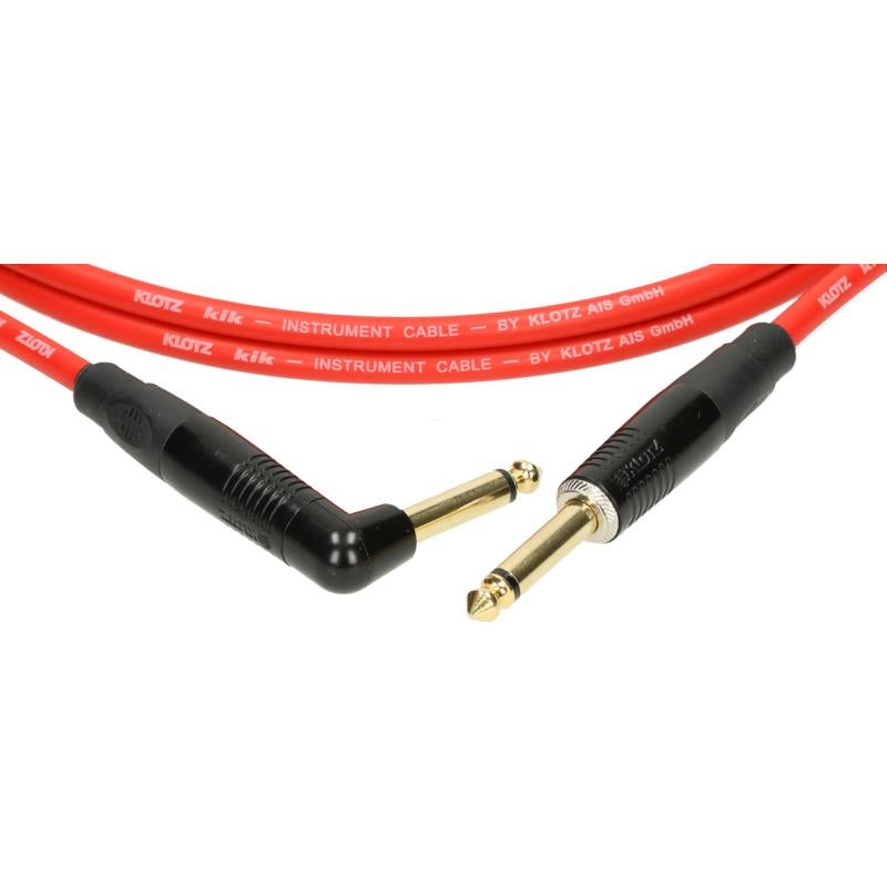 Klotz KIKKG3.0PRRT instrumentkabel TS 6.3mm jack recht-haaks rood 3m