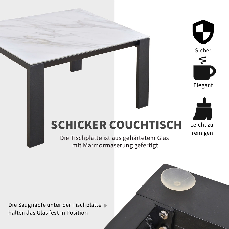 Outsunny Gartengarnitur mit Beistelltisch und Sitzpolstern, 3-teilig Grau