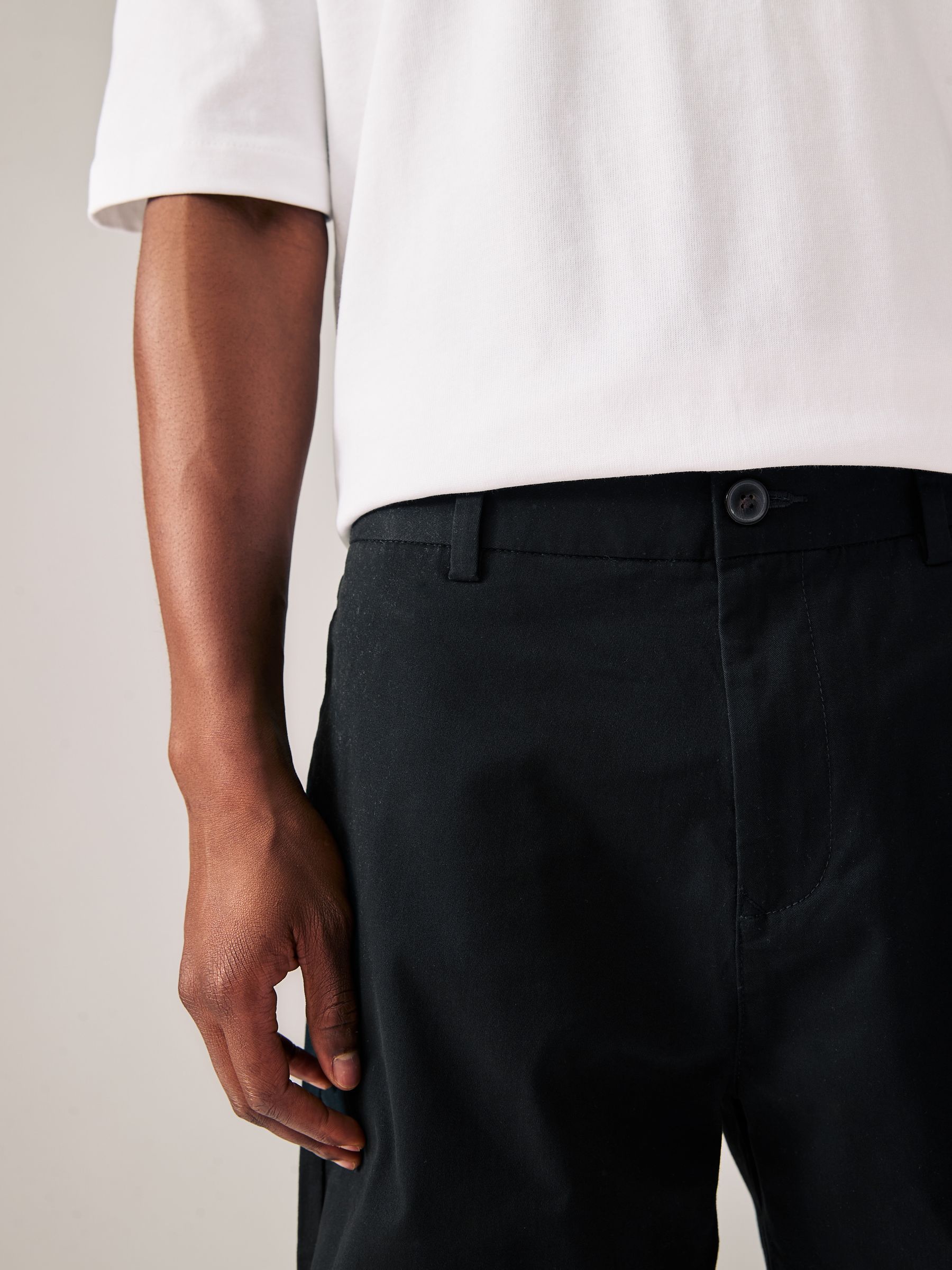 Zwart/marineblauw - Straight fit - Set van 2 chinoshorts met stretch