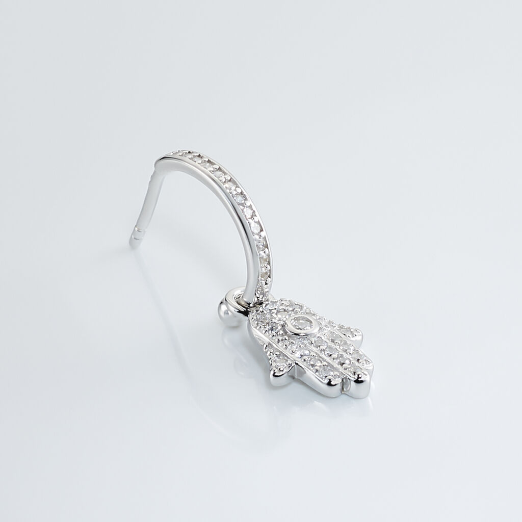 Créole Unitaire Ancelin Rondes Argent Blanc Oxyde De Zirconium