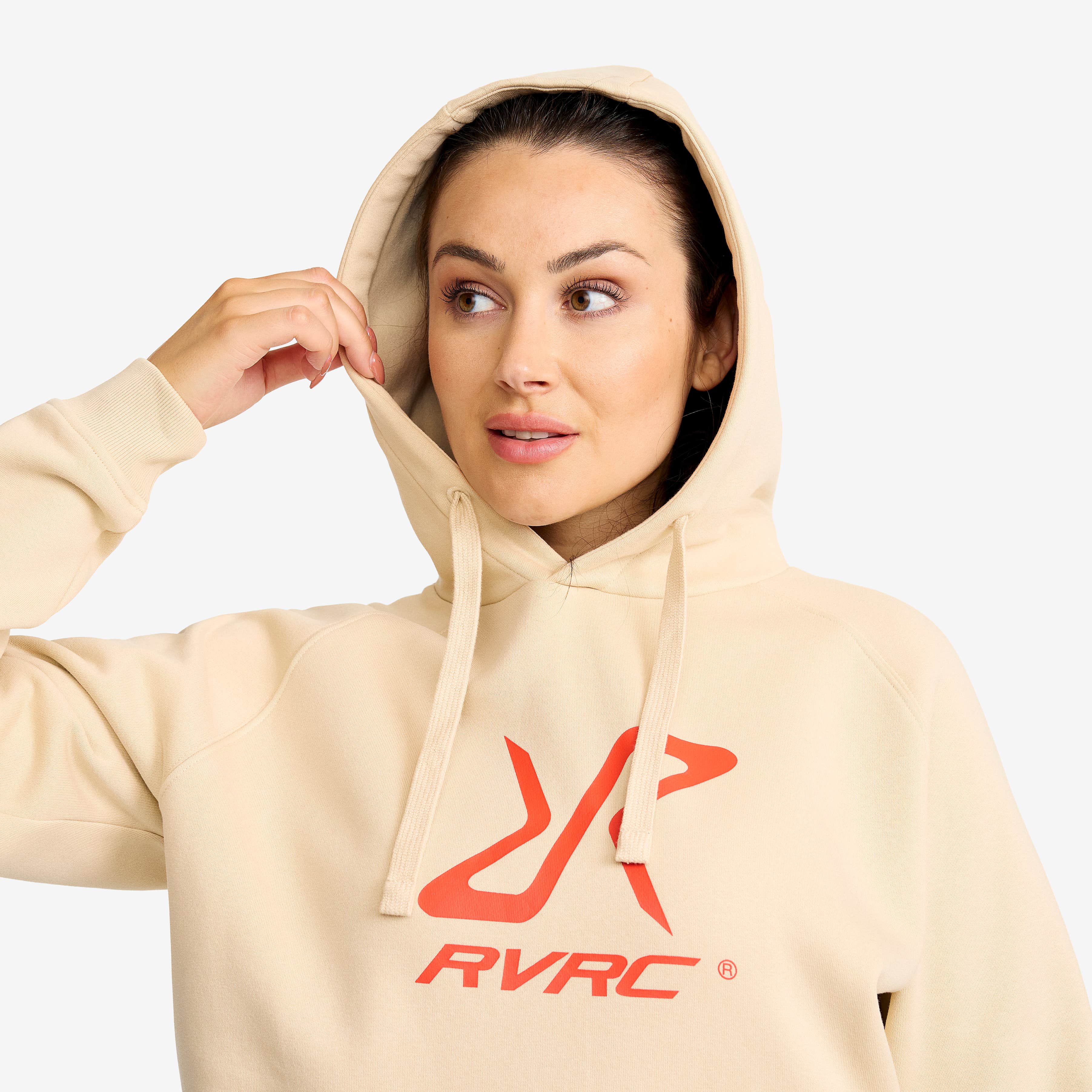 RVRC Hoodie Dame Oatmeal/Aurora Red