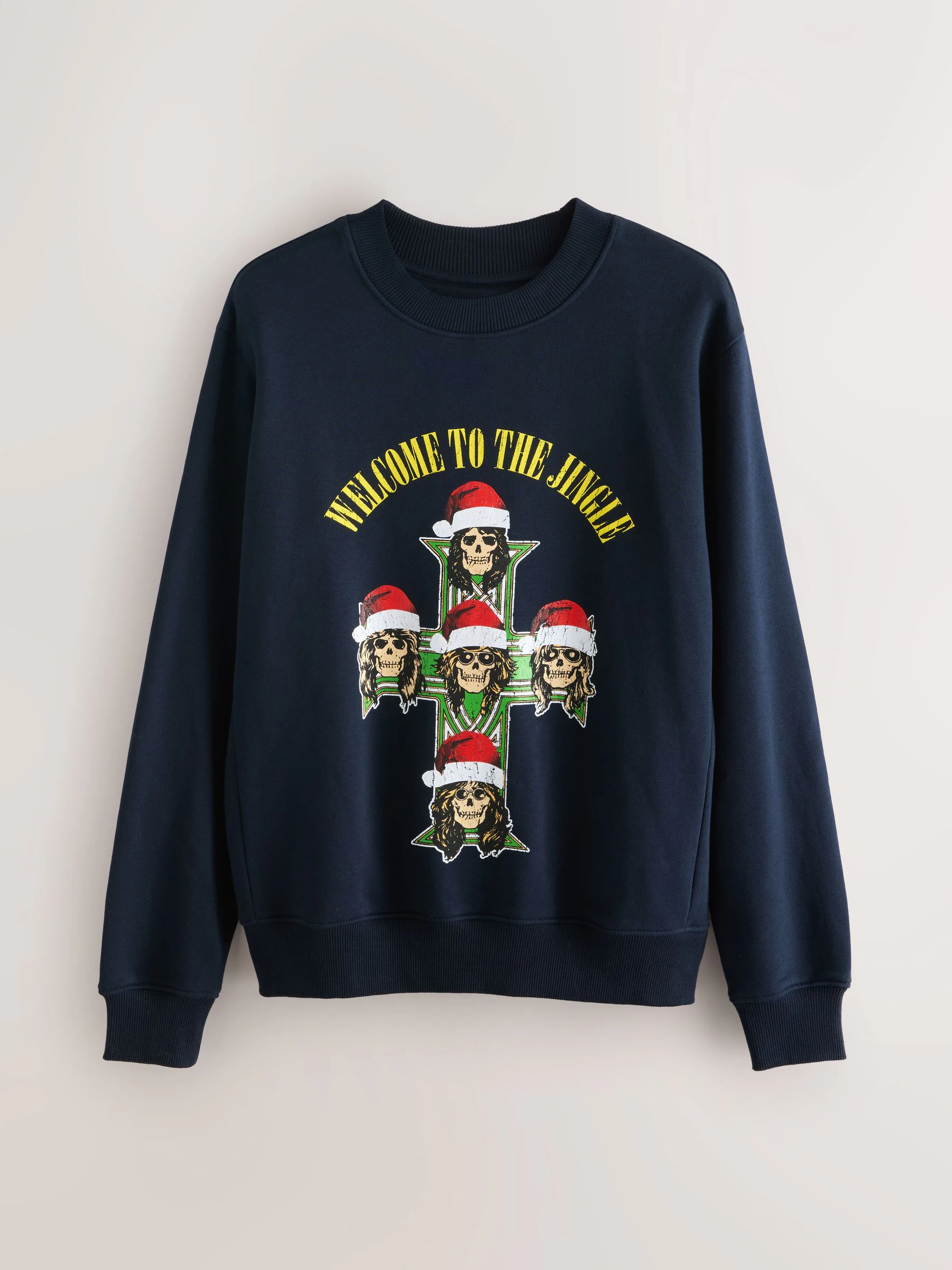 Donkerblauw - Guns N' Roses Christmas License sweatshirt met ronde hals