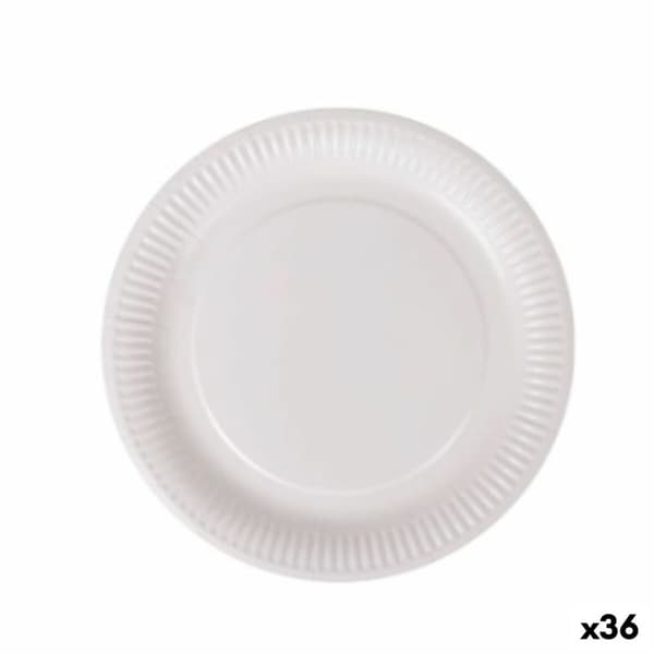 Platesett Algon Engangsbruk Hvit Karakterer 23 cm (36 Enheter)