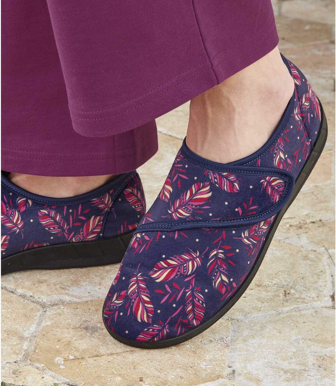 Chaussons Polaire Imprimé Plumes