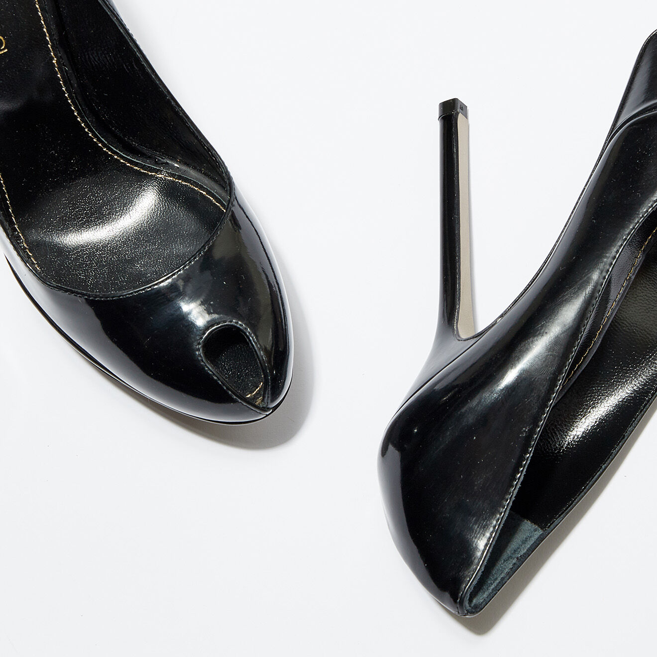 Sergio Rossi Escarpins en Cuir vernis Vit open-toe noirs Talon 13 cm