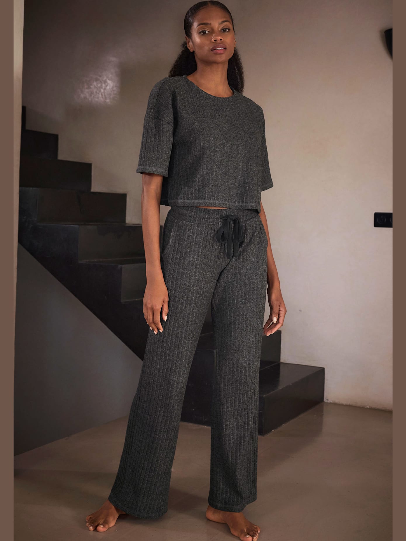 Pantalon d'intérieur pantalon côtelé avec jambes larges