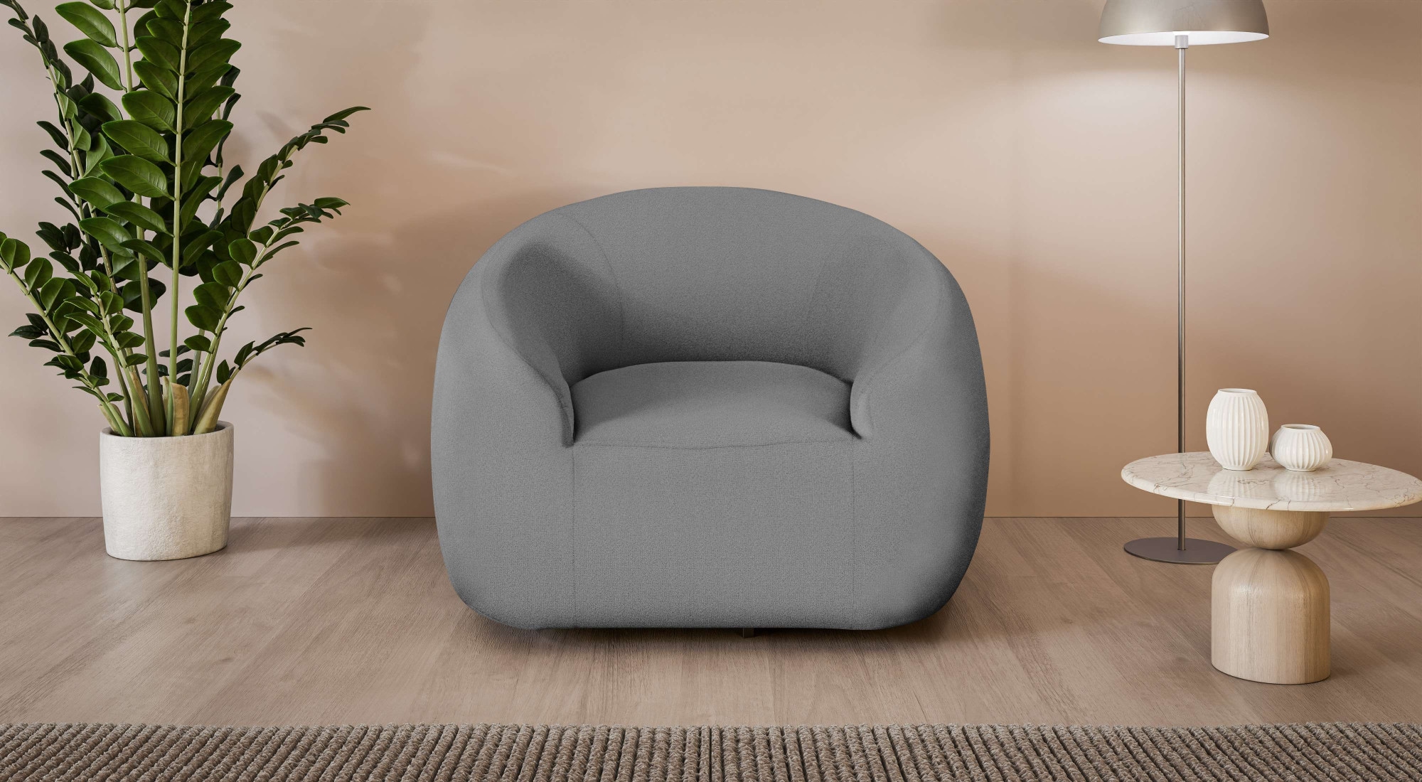 LeGer Home by Lena Gercke Drehsessel »YANI Relaxsessel, Loungesessel, Masse B/T/H: 119/98/82 cm« organische Form, mit Wellenunterfederung, auch in Bouclé