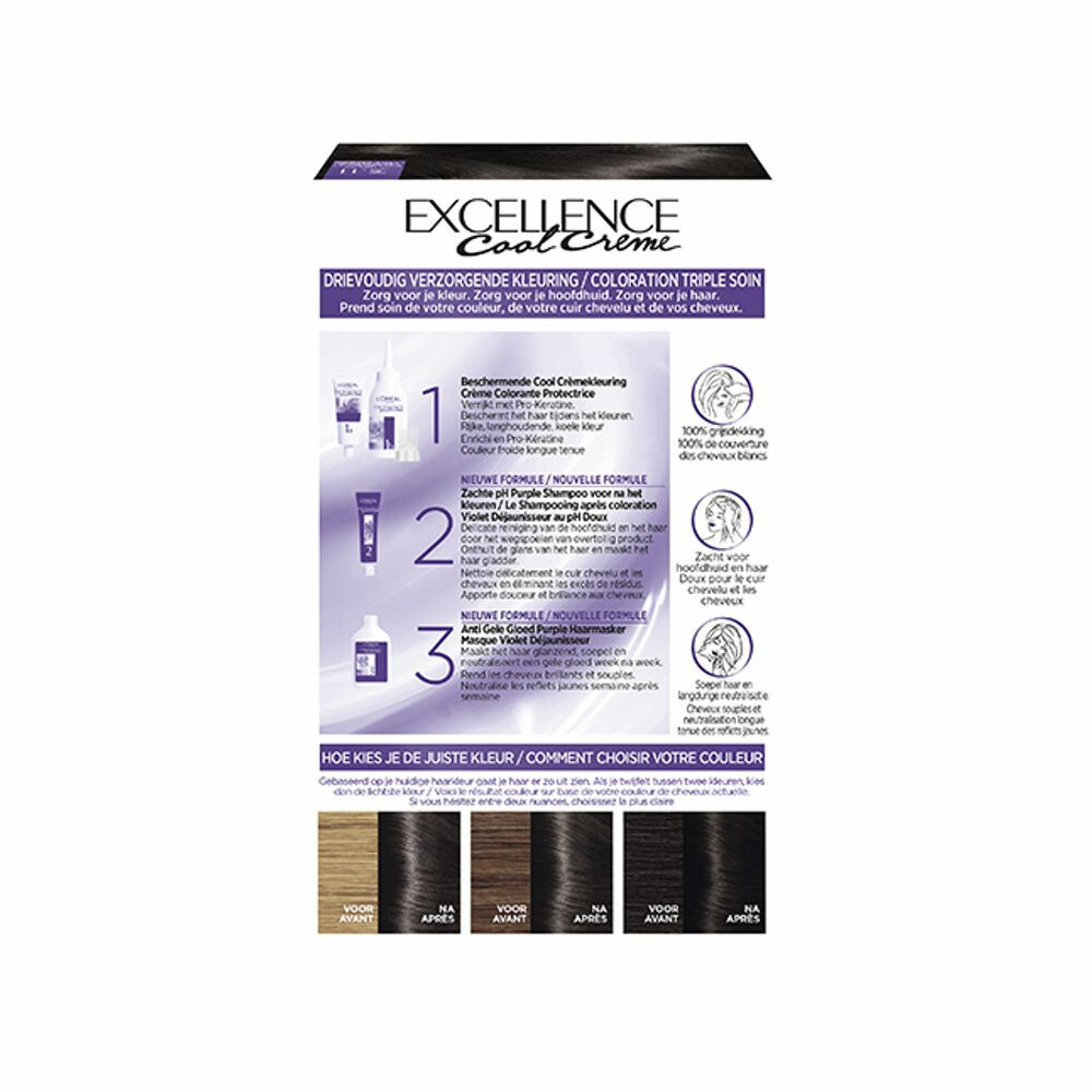 L'Oréal Excellence Cool Crème Permanente Crèmekleuring 3.11 - Ultra As Donkerbruin