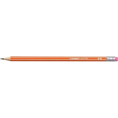 Bleistift mit Radiergummi - STABILO pencil 160 in orange - Einzelstift - Härtegrad HB