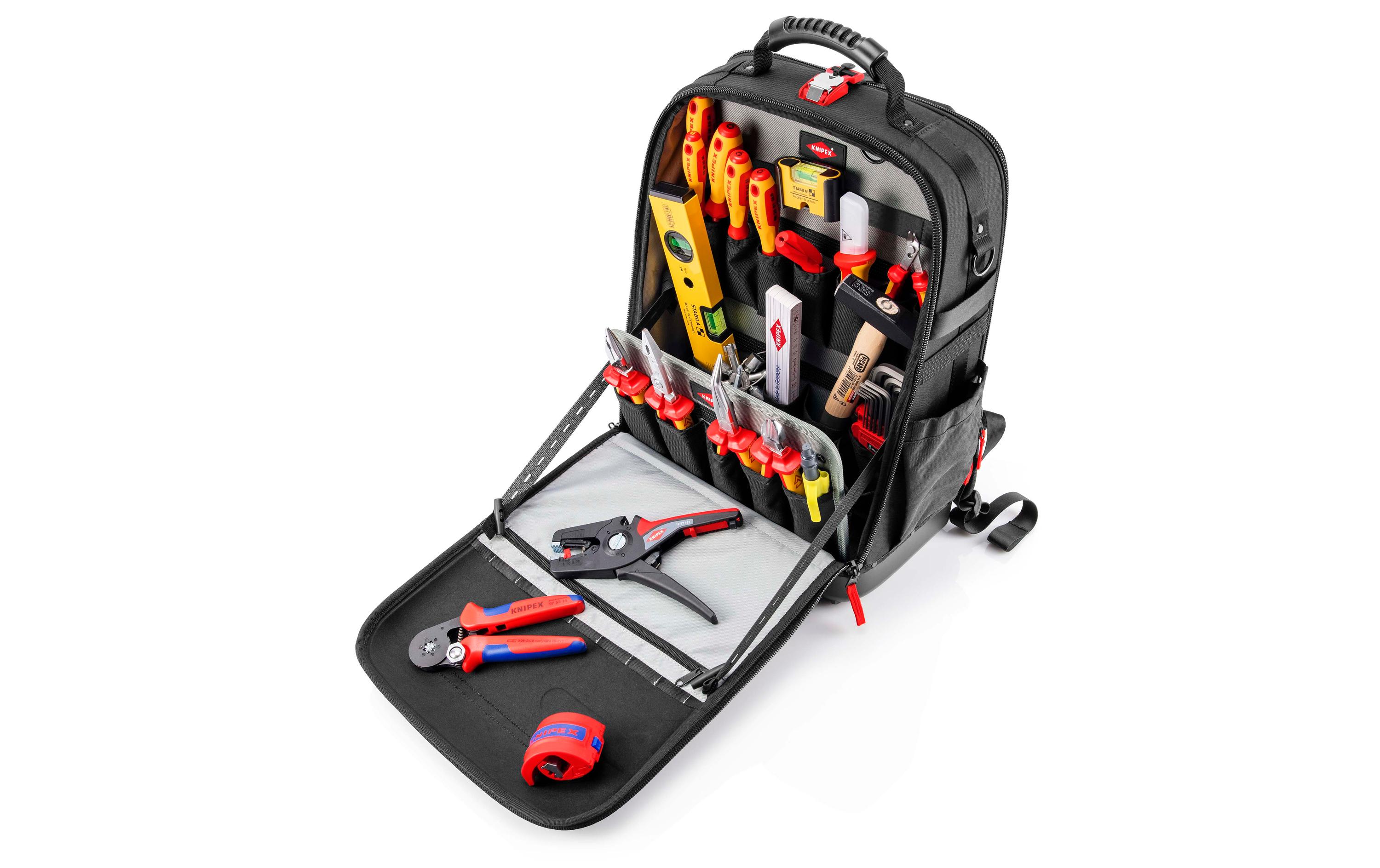 Werkzeugrucksack Modular X18, Elektro 22-teilig<br>Werkzeugtasche mit geprüfter Tragfähigkeit von bis zu 15 kg