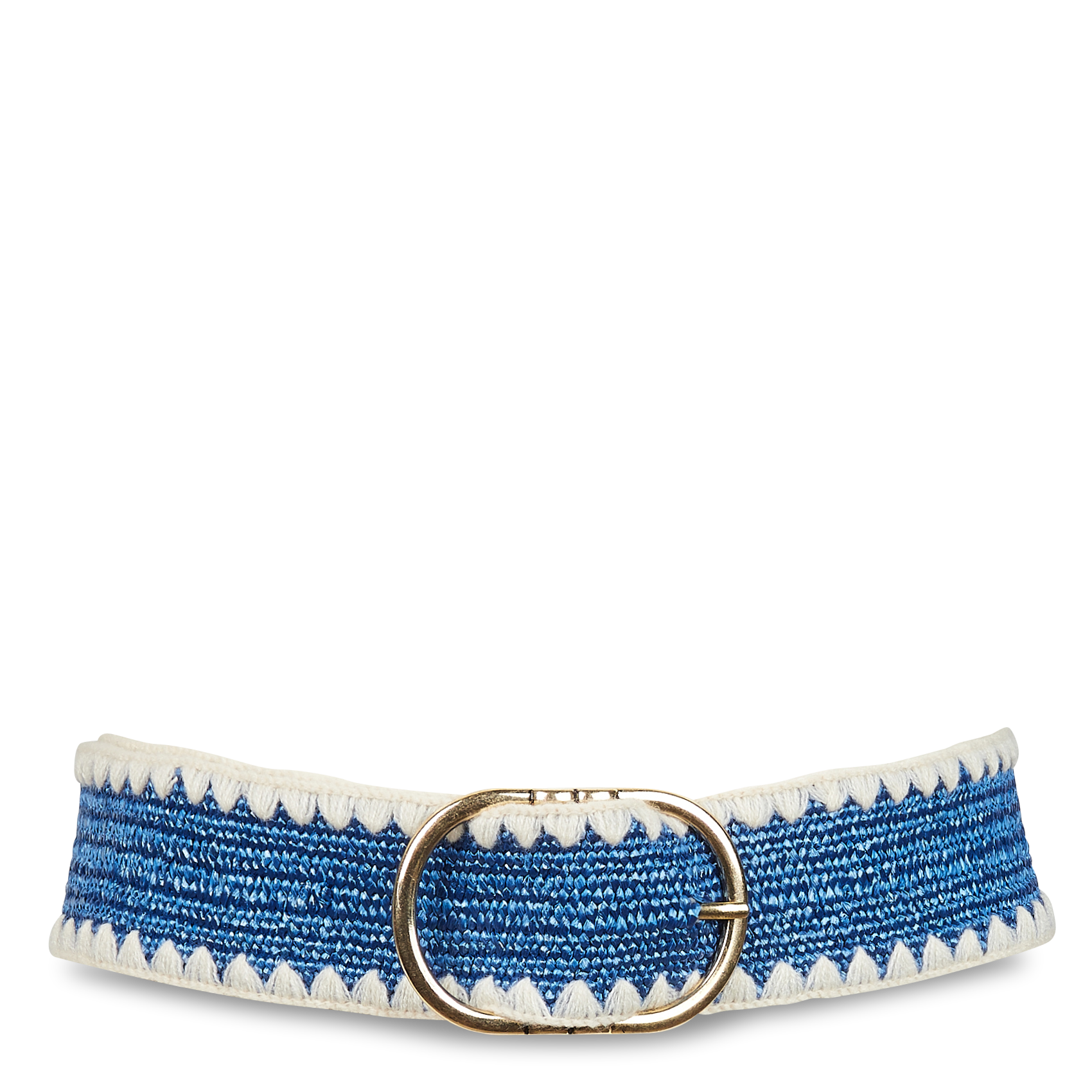 KARISA - Ceinture brodée à boucle ronde| Bleu