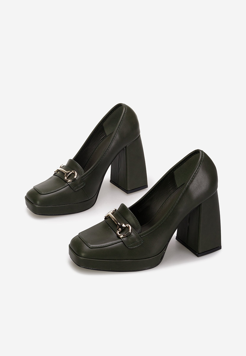 Mocassins à talon vert Madelyn