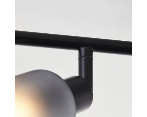 Plafondspot, 4-lichts, HxBxD 18x86x8 cm, zwart/rookglas