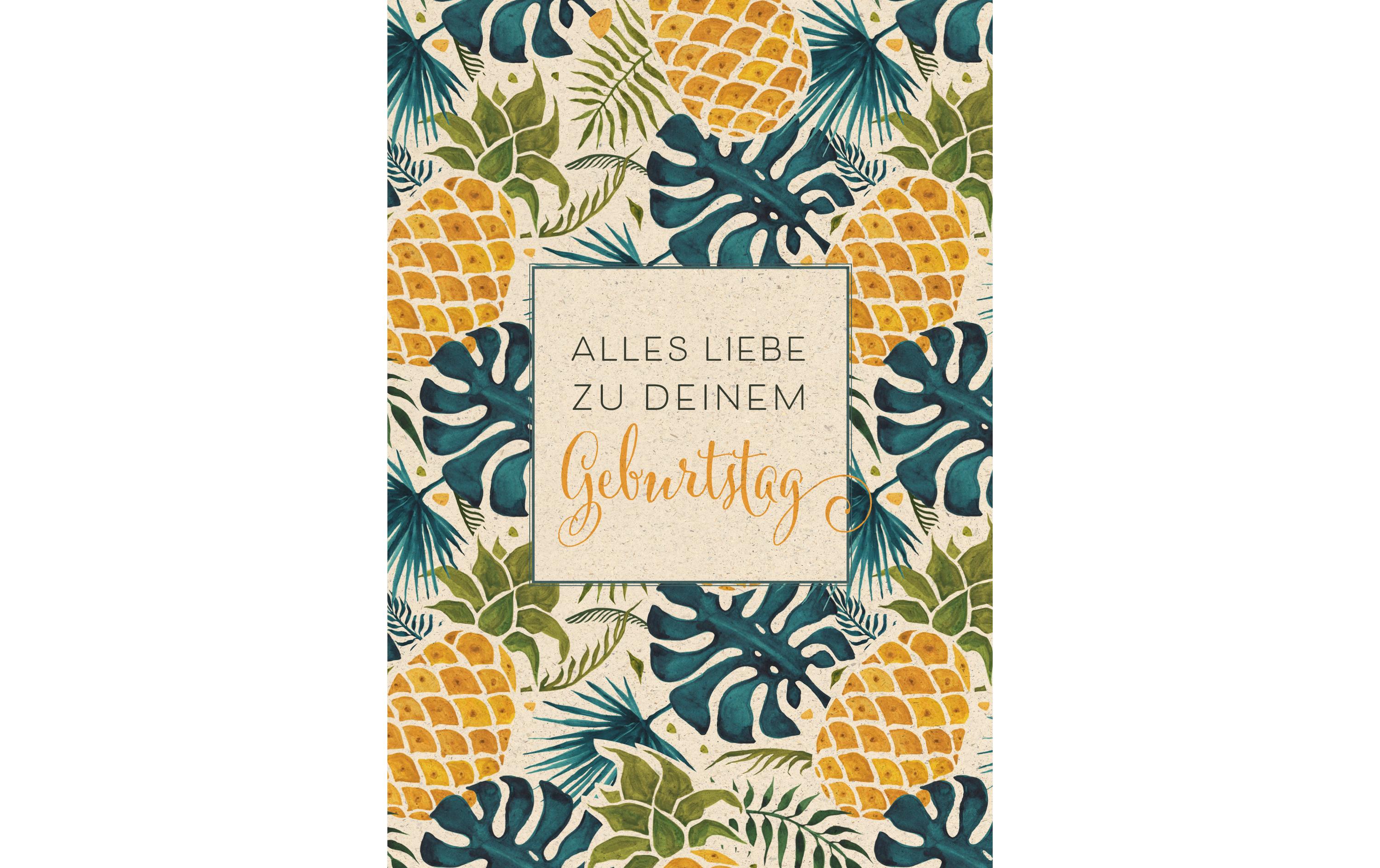Geburtstagskarte Ananas 17.5 x 12.2 cmGraspapierkarte