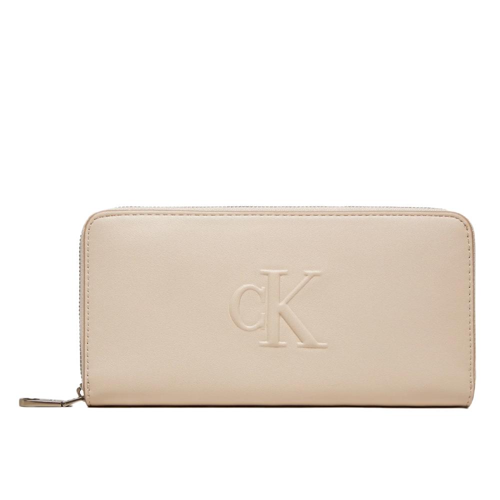 Calvin Klein Jeans Portefeuille Beige Femme Calvin Klein Jeans Sculpted Zip