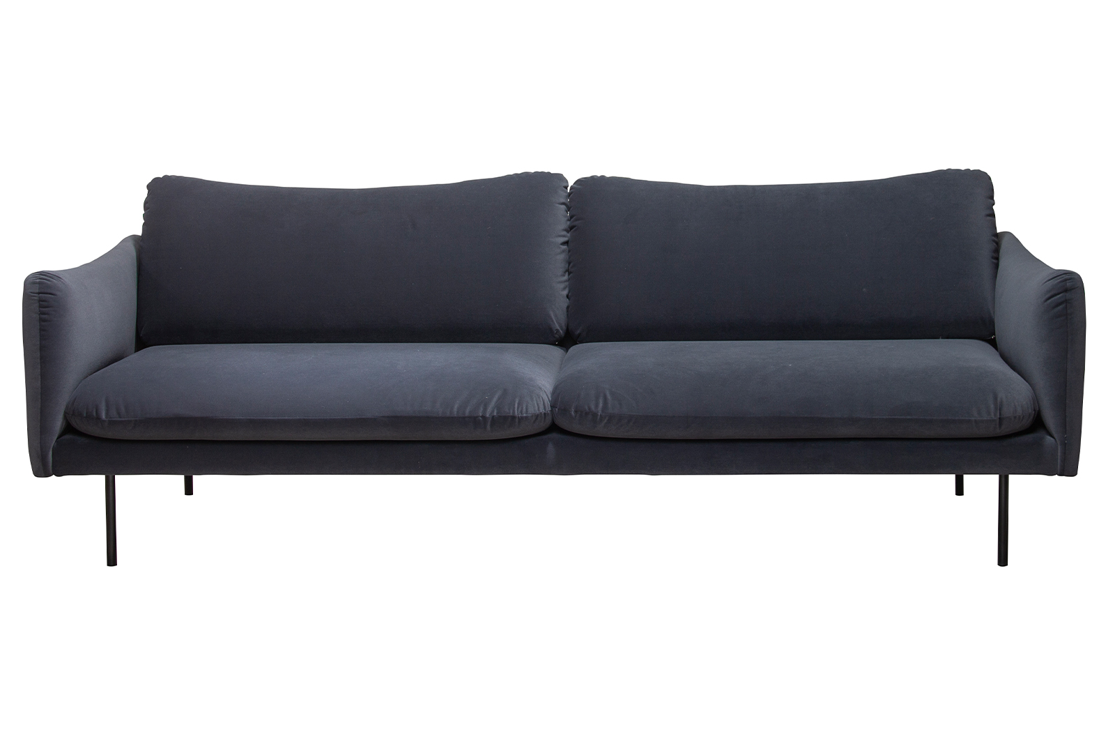 Mavis 3-seter sofa Velurtekstil Matt Velvet 97 antrasitt med sorte ben.