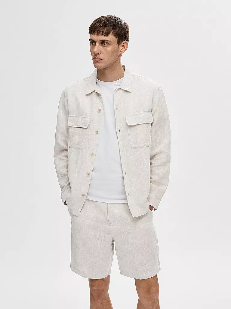 SELECTED Overshirt SLHMADS-LINEN weiss