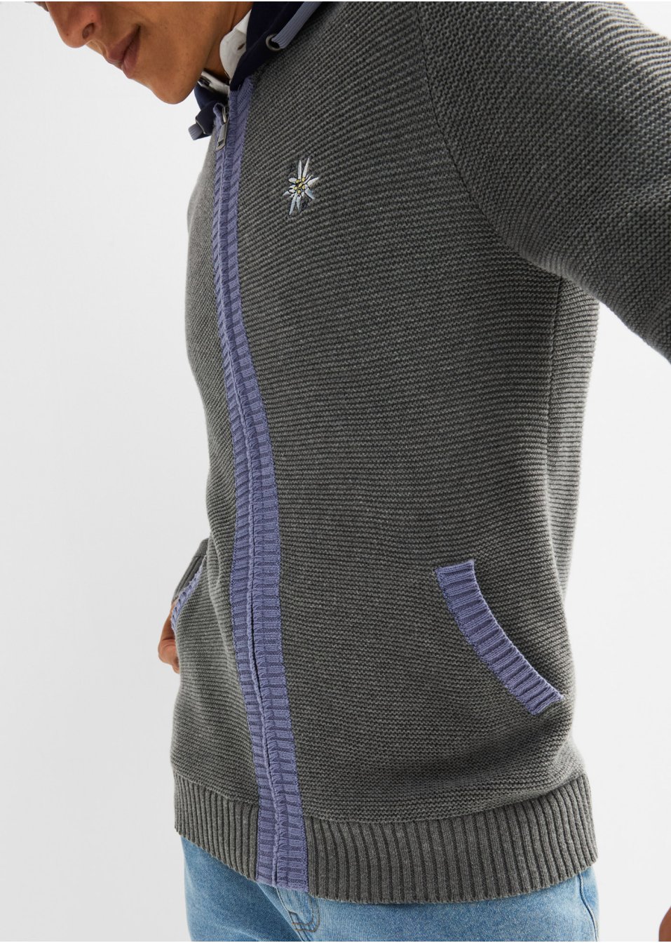 Gilet en maille à capuche
