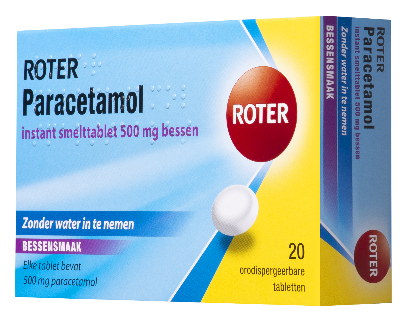 Roter Smelt Paracetamol 500 mg bessen (20 tabletten)