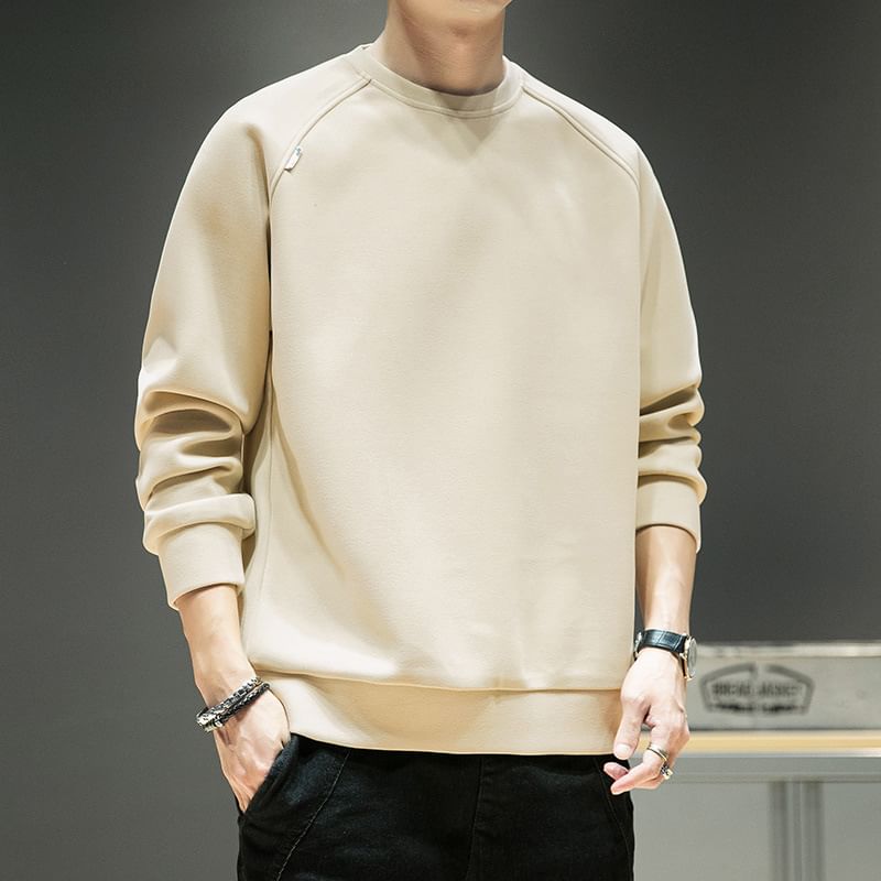 Lefitt - Sweatshirt met ronde hals en effen kleur