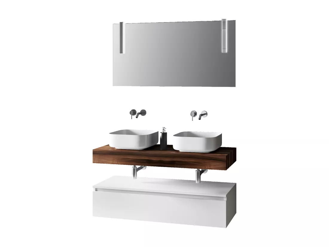Ensemble de salle de bain 8 pièces ASTRA noyer/blanc