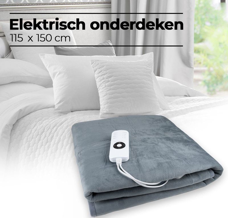 Saaf - Elektrische Onderdeken - Grijs - 150x115 cm - 4 Standen - Met Timer