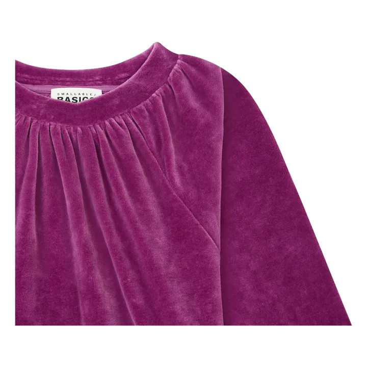 SMALLABLE BASICS Sweat Fille Col Rond en Velours | Rose fuschia
