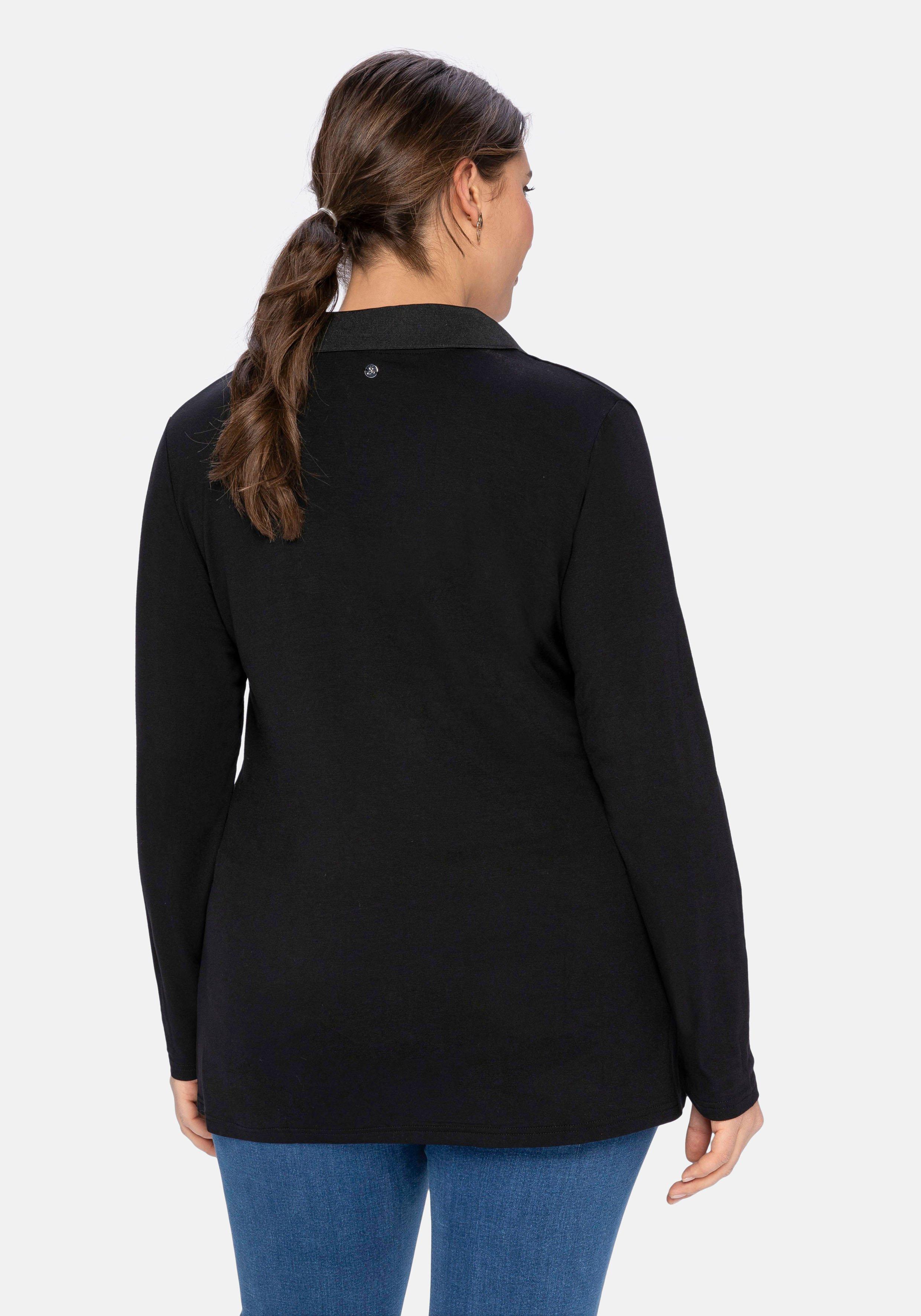 Poloshirt mit langem Arm, aus Viskosejersey