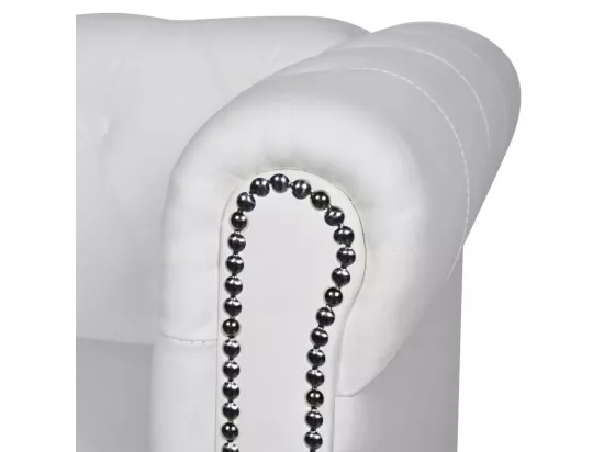 NETTLIFE Canapé Chesterfield à 2 places cuir synthétique blanc