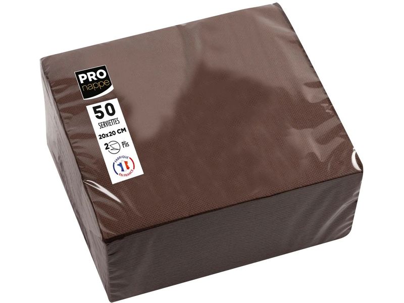 PRO nappe Papierservietten Schoko 20 cm x 20 cm, 50 Stück Packung mit 50 Cocktail-Servietten