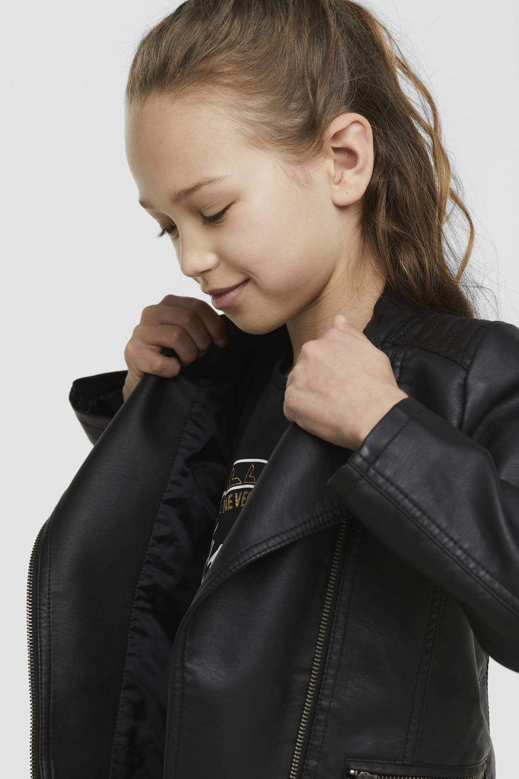 ONLY imitatieleren bikerjack KONFREYA zwart