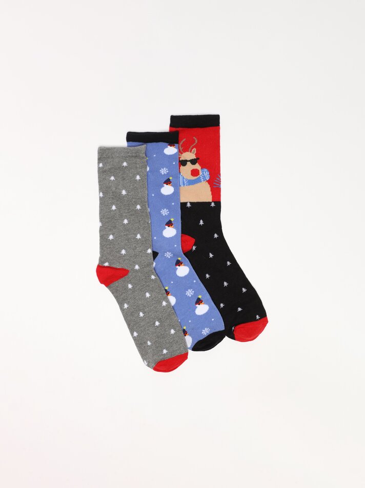 Pacote com 3 pares de meias de Natal - Azuis