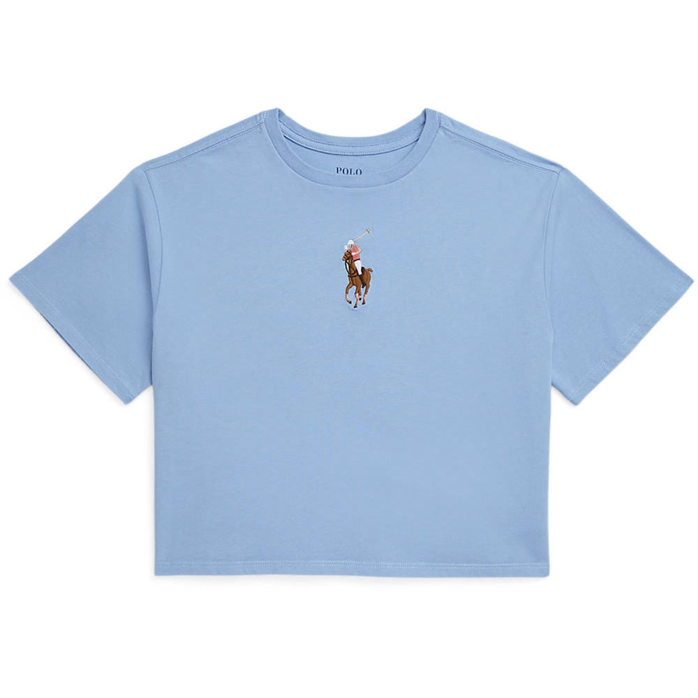 Køb Polo Ralph Lauren Chambray Blue Cropped T-Shirt
